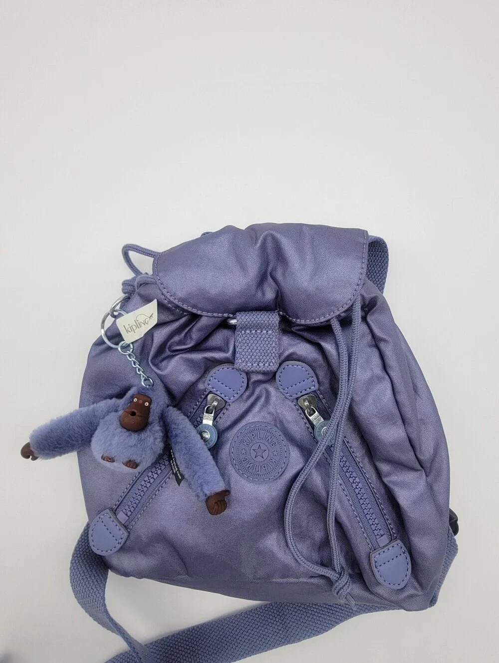 Kipling Kids Lilac Mini Drawstring Backpack with Monkey Charm